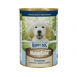 Happy Dog влажный корм для щенков с телятиной, печенью и сердцем - 410 г (20 шт в уп)
