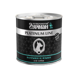 Четвероногий Гурман Platinum line консервированный корм с калтыками и языками в желе для взрослых собак всех пород - 240 г (12 шт)