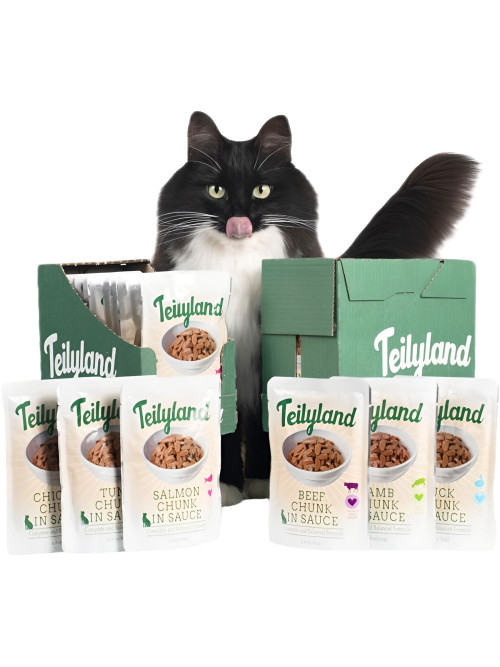 Pettric Teilyland влажный полнорационный корм для взрослых кошек с ягненком в соусе, в паучах - 85 г х 12 шт