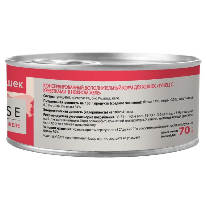 Мнямс Delicatesse влажный дополнительный корм для кошек тунец с креветками в нежном желе, в консервах - 70 г х 24 шт