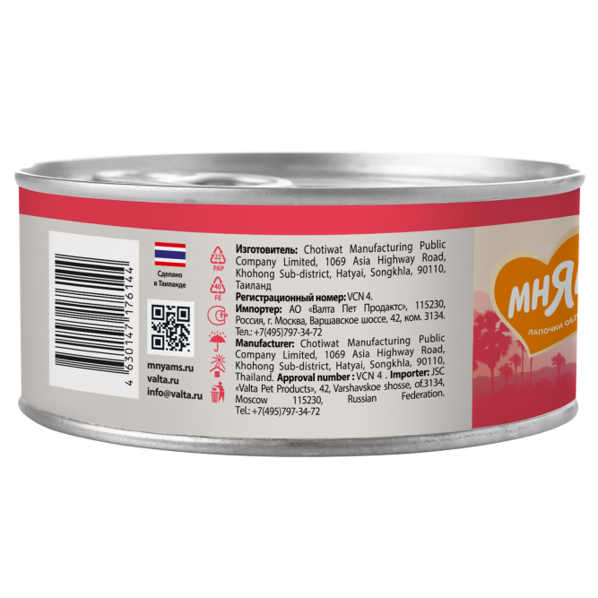 Мнямс Delicatesse влажный дополнительный корм для кошек тунец с креветками в нежном желе, в консервах - 70 г х 24 шт