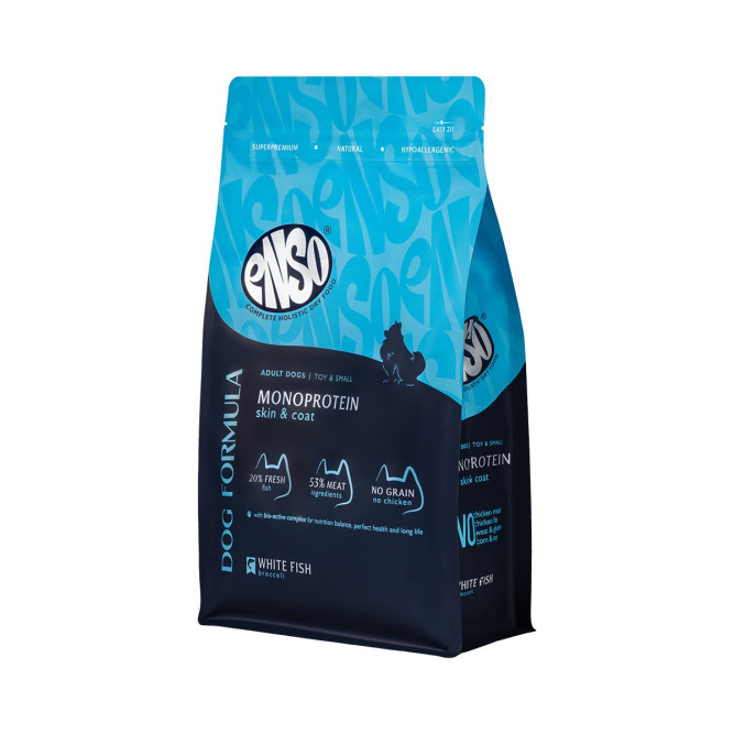 ENSO Dog Formula Monoprotein сухой корм для взрослых собак мелких и миниатюрных пород со свежей белой рыбой и добавлением брокколи - 7 кг