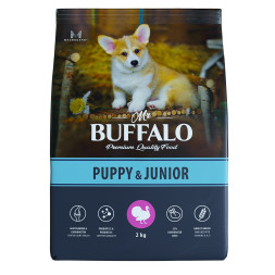 Mr.Buffalo Puppy &amp; Junior полнорационный сухой корм для щенков и юниоров всех пород с индейкой - 2 кг
