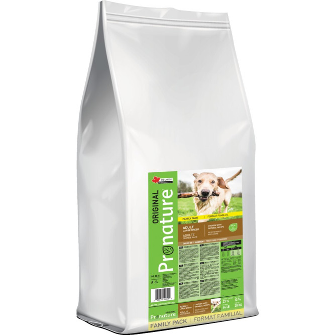 Pronature Original сухой корм для взрослых собак крупных пород с курицей и овсом - 20 кг