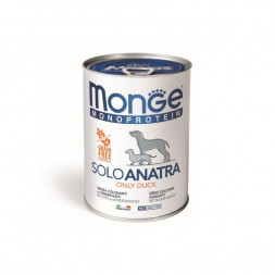 Monge Dog Monoprotein Solo влажный корм для взрослых собак с уткой в консервах 400 г (24 шт в уп)