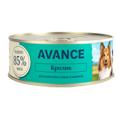 Avance влажный корм для щенков и взрослых собак с кроликом, в консервах - 100 г х 12 шт