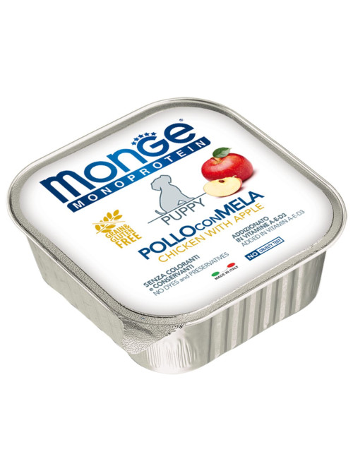 Monge Dog Monoprotein Fruits влажный корм для щенков всех пород с курицей и яблоком в ламистере 150 г (24 шт в уп)