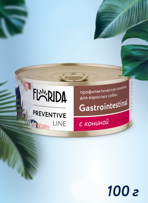 Florida Preventive Line Gastrointestinal консервы для собак при расстройствах пищеварения, с кониной - 100 г x 24 шт