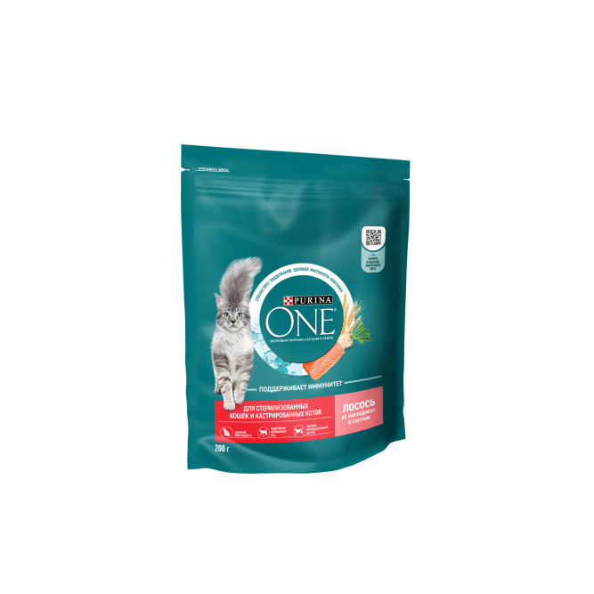 Purina One сухой корм для стерилизованных кошек с лососем и пшеницей - 200 г