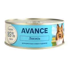 Avance влажный корм для щенков и взрослых собак с лососем, в консервах - 100 г х 12 шт