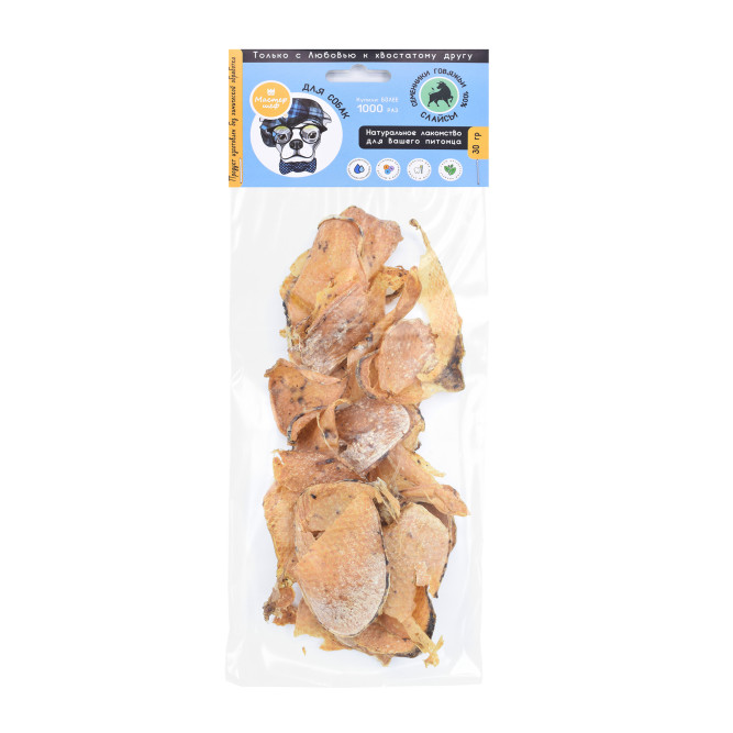 Мастер шеф лакомство для собак семенники говяжьи слайсы - 30 г