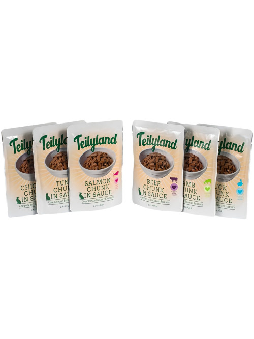 Pettric Teilyland влажный полнорационный корм для взрослых кошек с лососем в соусе, в паучах - 85 г х 12 шт