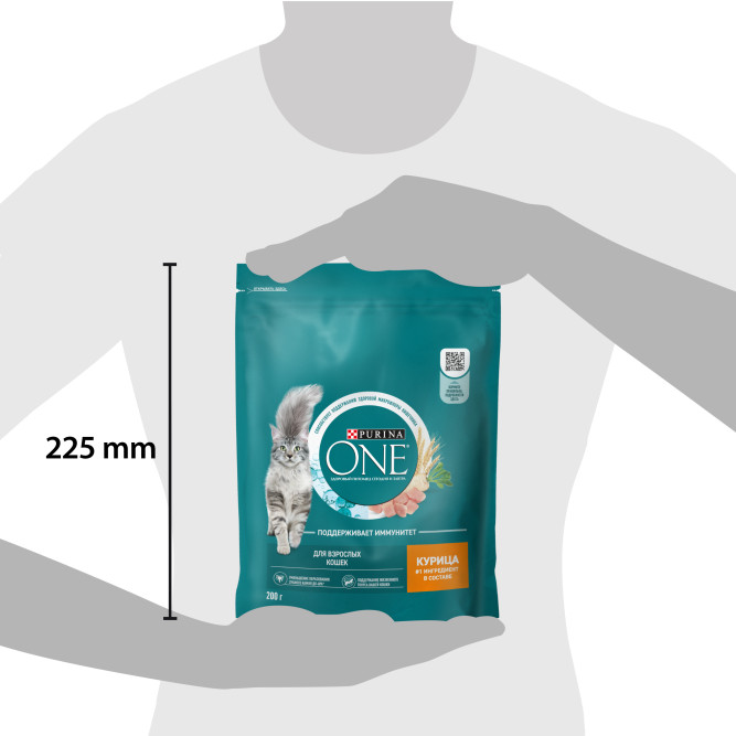 Purina One сухой корм для взрослых кошек с курицей и цельным злаками - 200 г
