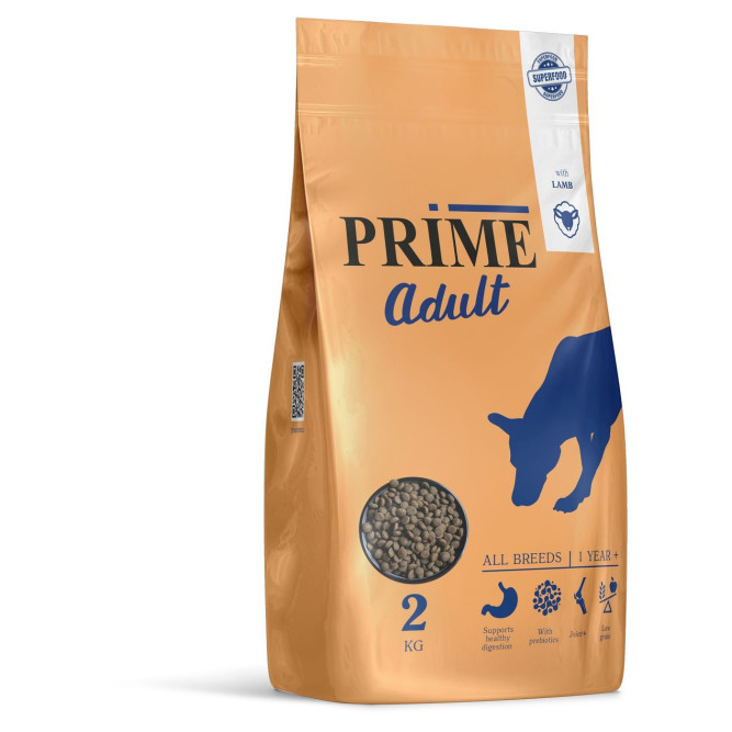 Prime Adult сухой корм для собак всех пород с ягненком - 2 кг