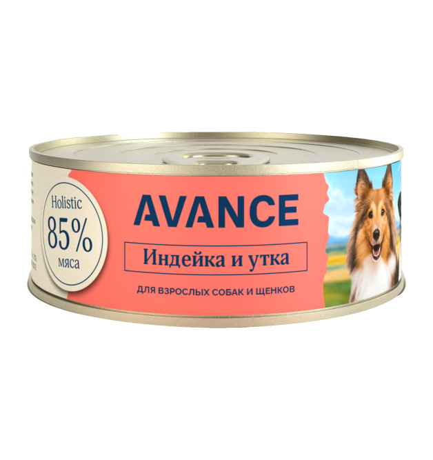 Avance влажный корм для щенков и взрослых собак с мясным ассорти, в консервах - 100 г х 12 шт