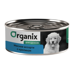 Organix консервы для щенков с мясным ассорти и кроликом - 100 г x 12 шт