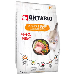 Ontario Cat Shorthair сухой корм для взрослых кошек короткошерстных пород с курицей и уткой - 400 г