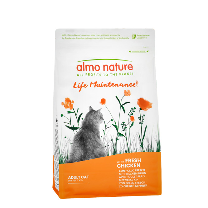 Almo Nature Life Maintenance сухой корм для взрослых кошек и коричневым рисом, со свежей курицей - 400 г