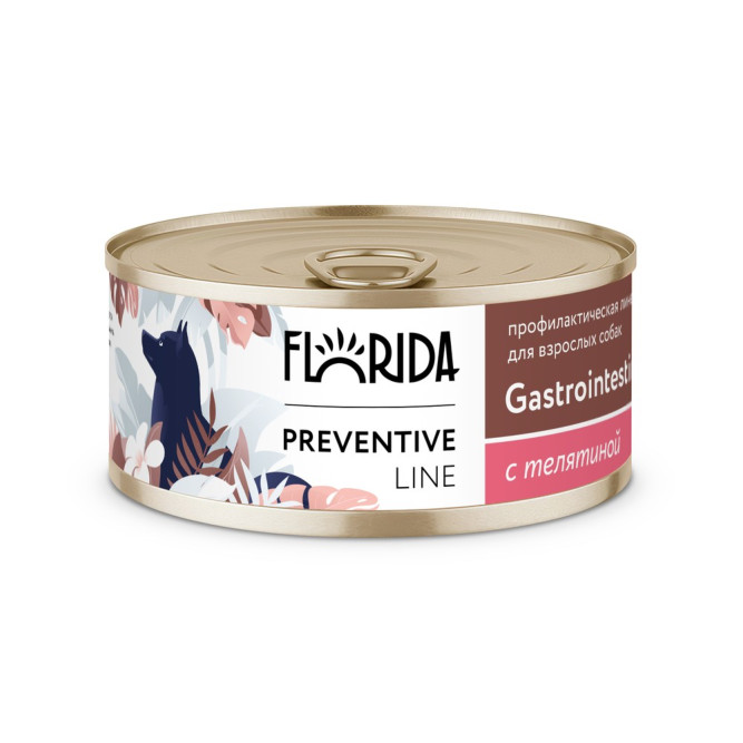 Florida Preventive Line Gastrointestinal консервы для собак при расстройствах пищеварения, с телятиной - 100 г x 24 шт