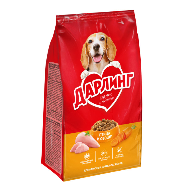 Дарлинг сухой корм для взрослых собак с птицей и овощами - 500 г