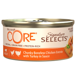 Wellness Core Signature Selects влажный корм для кошек с курицей и индейкой в виде кусочков в соусе в консервах 79 г