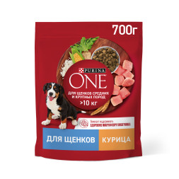 Purina ONE сухой корм для щенков для средних и крупных пород C курицей и рисом - 700 г